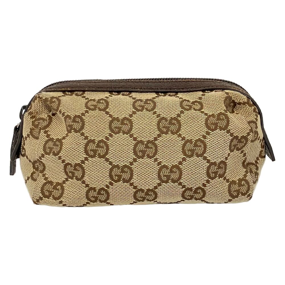 Gucci GG Pouch 29596 Beige Dark Brown Jacquard Leather